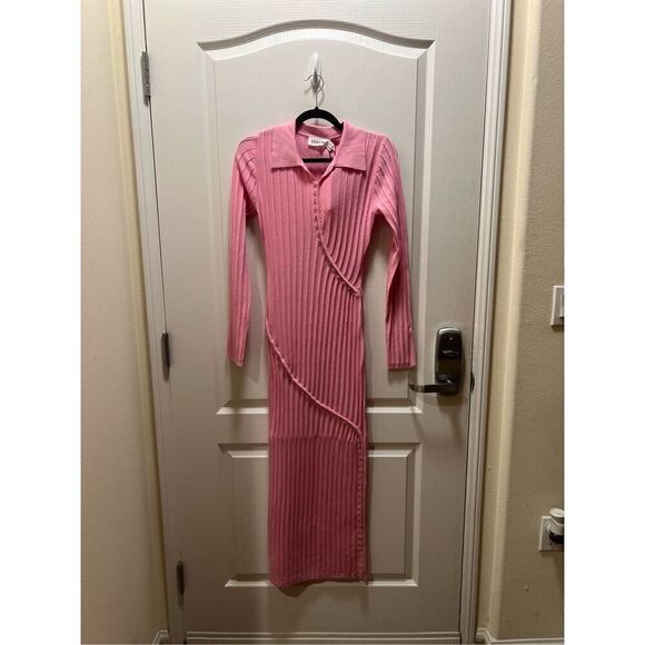 SOVERE Facet Knit Maxi Dress in Musk -Side front hem split size S NWT218 - Picture 7 of 9